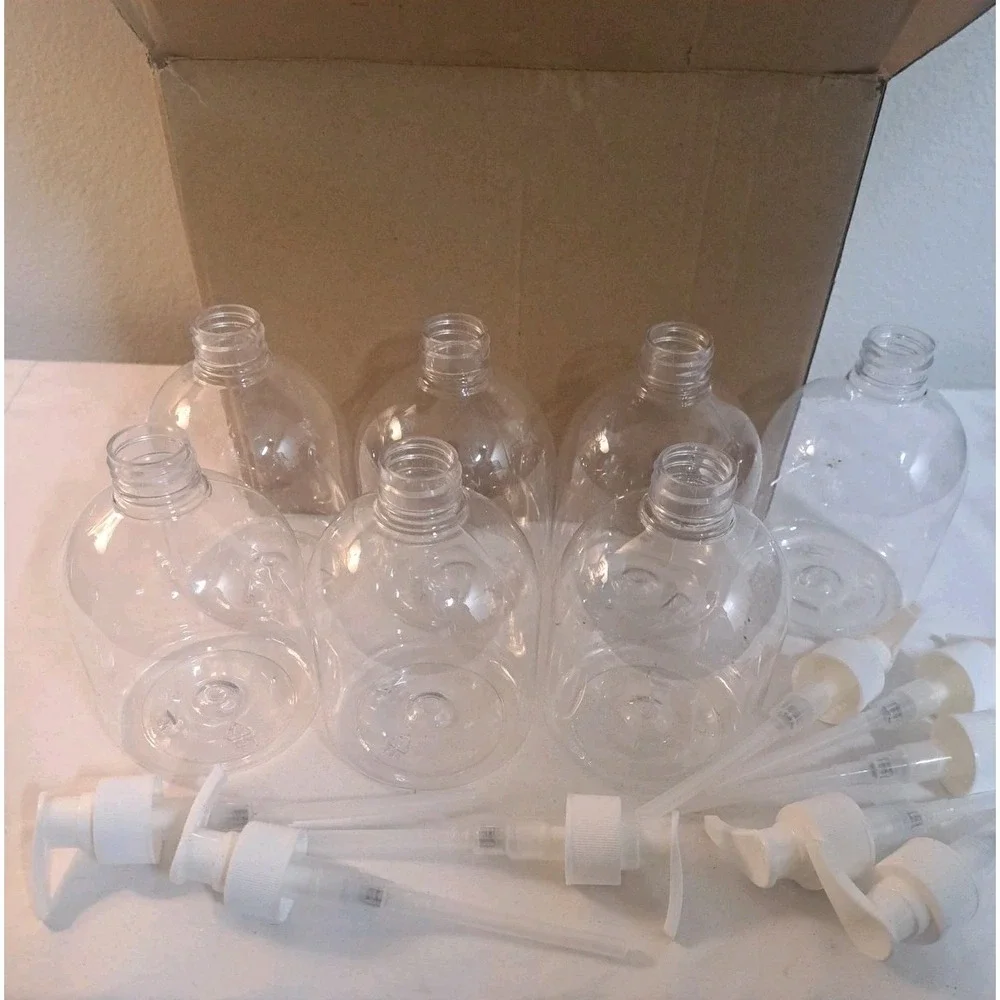 Yephets 7 Pack 16oz Clear Plastic Pump Bottles Soap Lotion Dispenser Set